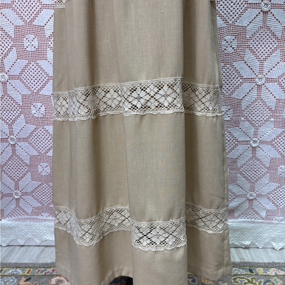 Vintage 70s Romantic Prairie Lace Trim Empire Maxi Dress – Handcrafted - Picture 8 of 14